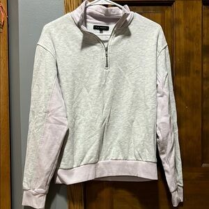 *Light Gray with Purple Details Quarter-Zip Sweatshirt